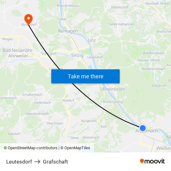 Leutesdorf to Grafschaft map