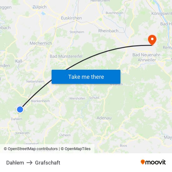 Dahlem to Grafschaft map