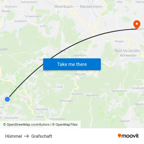 Hümmel to Grafschaft map