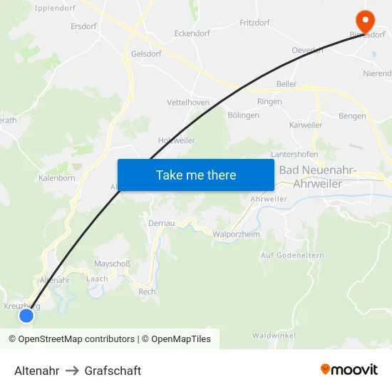 Altenahr to Grafschaft map