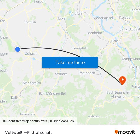 Vettweiß to Grafschaft map