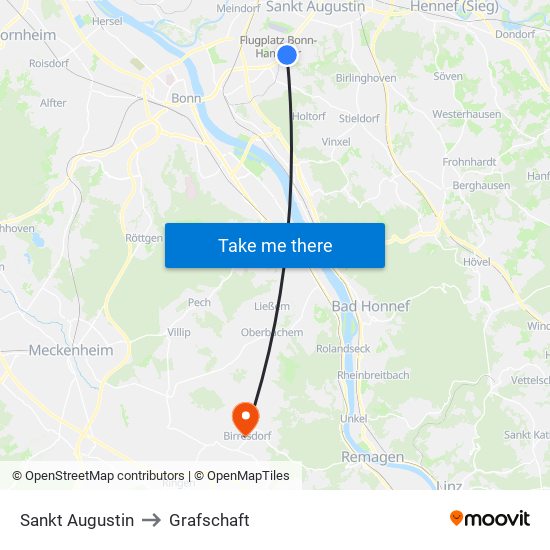 Sankt Augustin to Grafschaft map