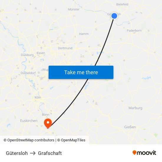 Gütersloh to Grafschaft map