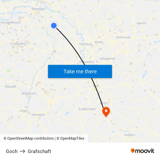 Goch to Grafschaft map