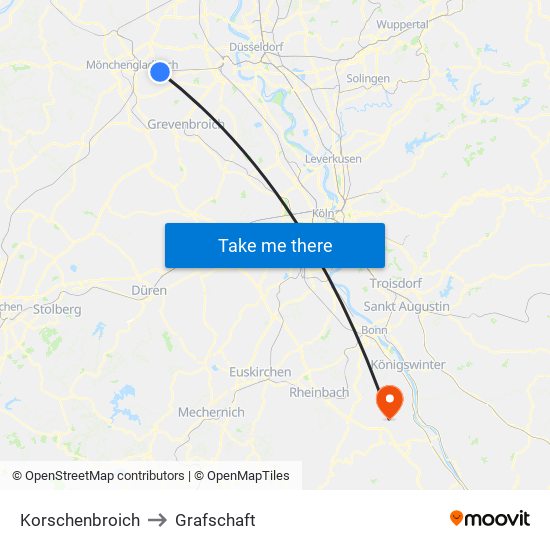 Korschenbroich to Grafschaft map