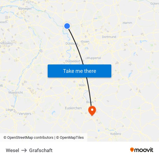 Wesel to Grafschaft map