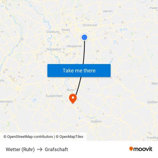 Wetter (Ruhr) to Grafschaft map