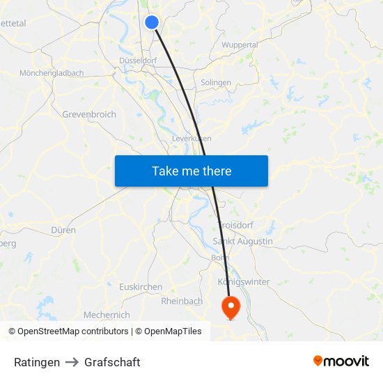 Ratingen to Grafschaft map