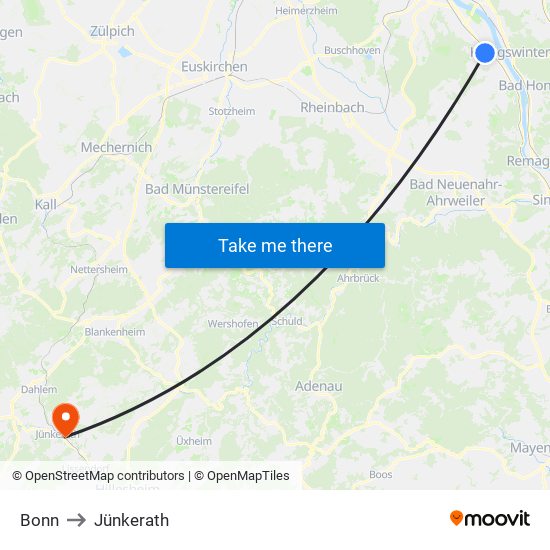 Bonn to Jünkerath map