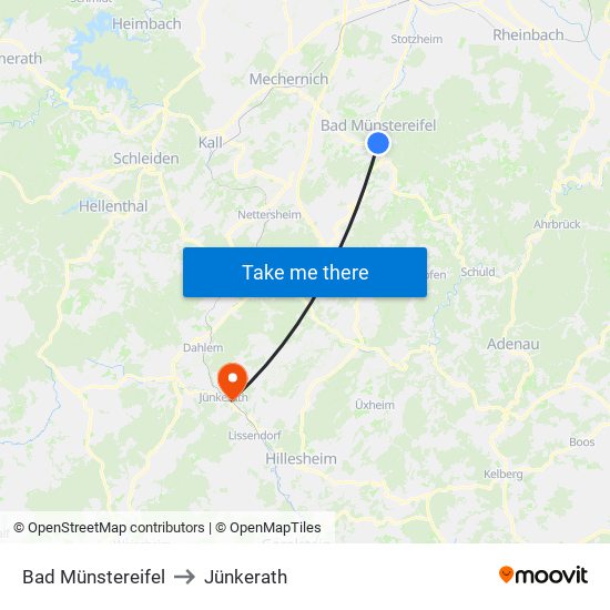 Bad Münstereifel to Jünkerath map