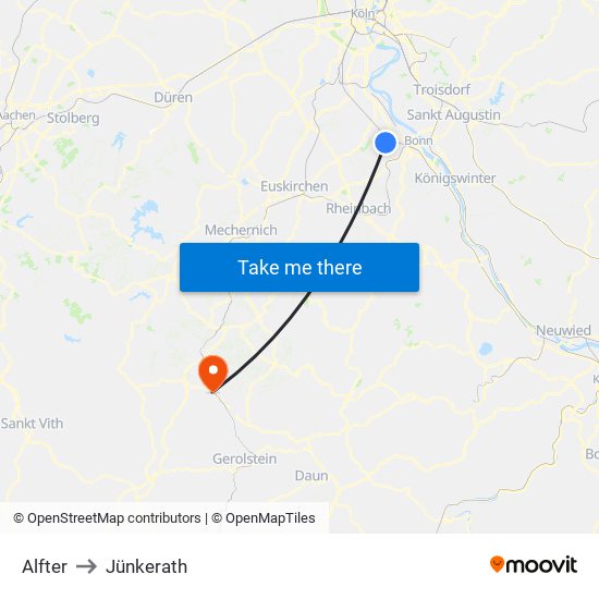Alfter to Jünkerath map