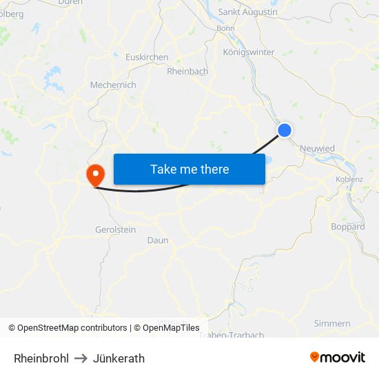 Rheinbrohl to Jünkerath map