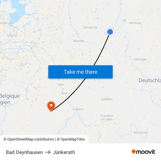 Bad Oeynhausen to Jünkerath map