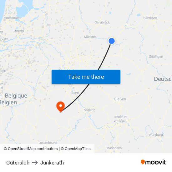 Gütersloh to Jünkerath map