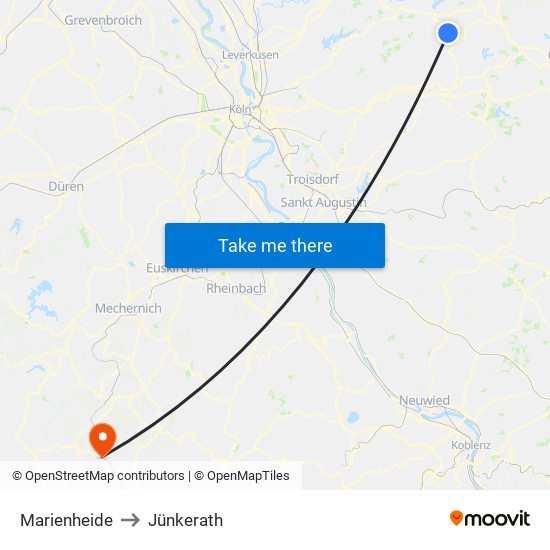 Marienheide to Jünkerath map