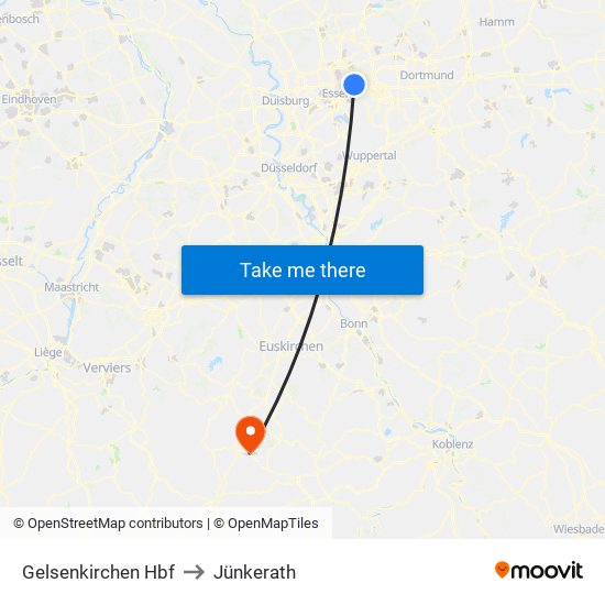 Gelsenkirchen Hbf to Jünkerath map