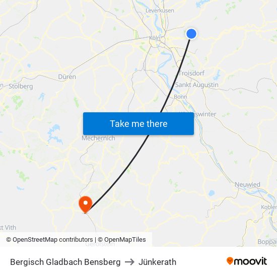 Bergisch Gladbach Bensberg to Jünkerath map