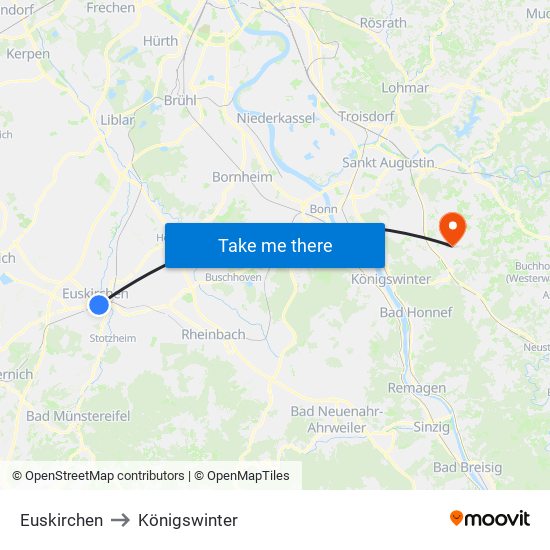 Euskirchen to Königswinter map