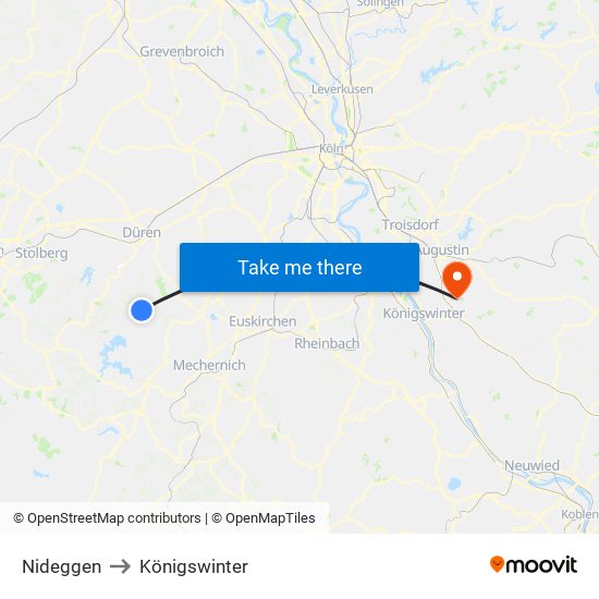 Nideggen to Königswinter map