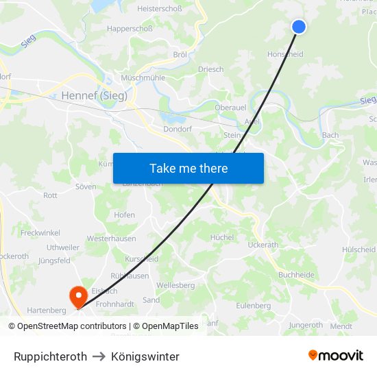 Ruppichteroth to Königswinter map