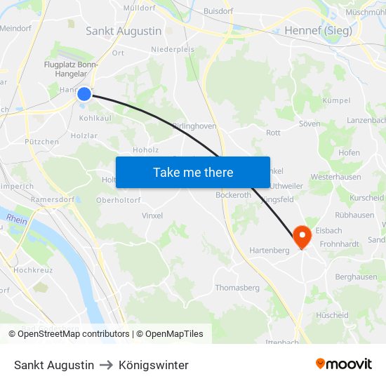 Sankt Augustin to Königswinter map