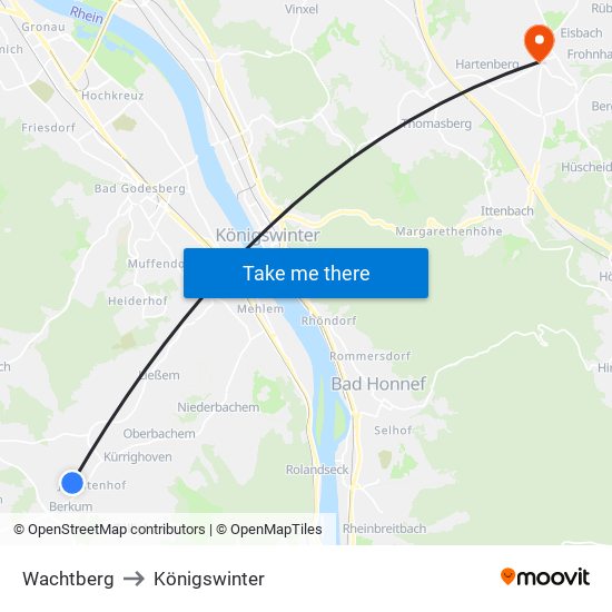 Wachtberg to Königswinter map