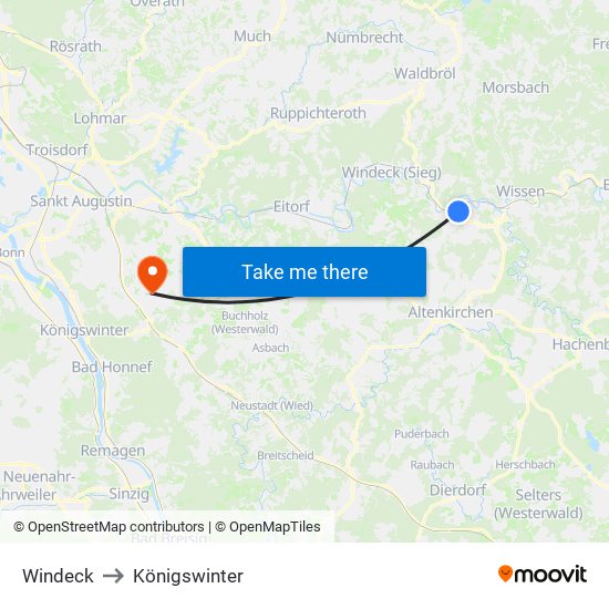 Windeck to Königswinter map