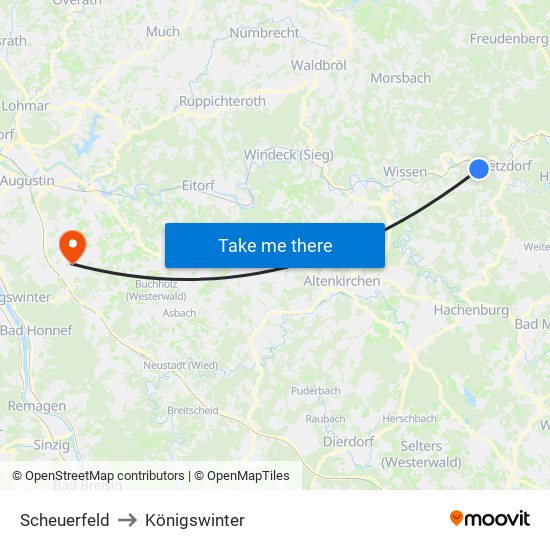 Scheuerfeld to Königswinter map