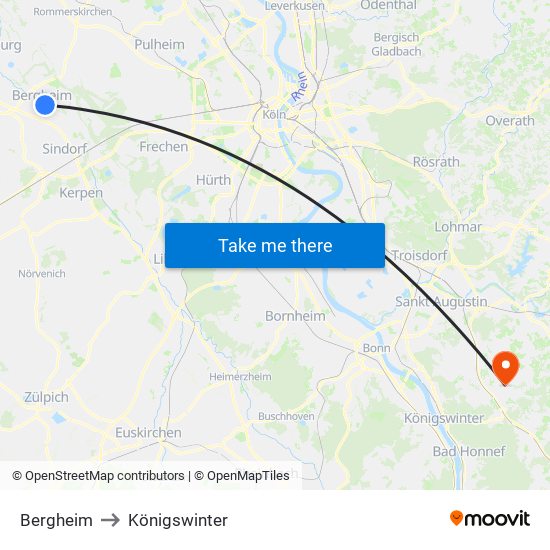 Bergheim to Königswinter map