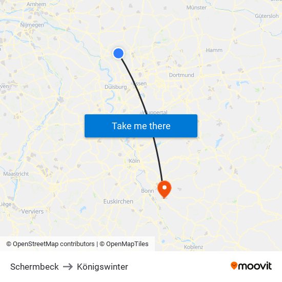 Schermbeck to Königswinter map