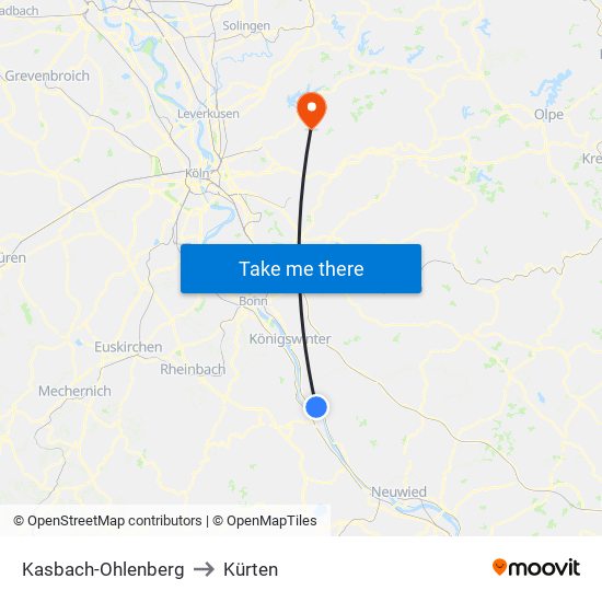 Kasbach-Ohlenberg to Kürten map