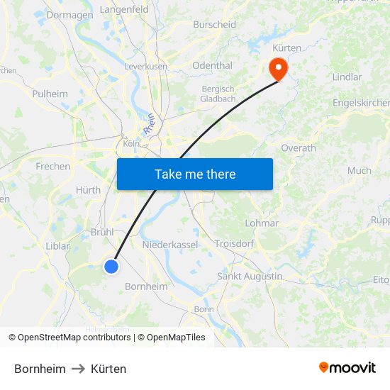 Bornheim to Kürten map