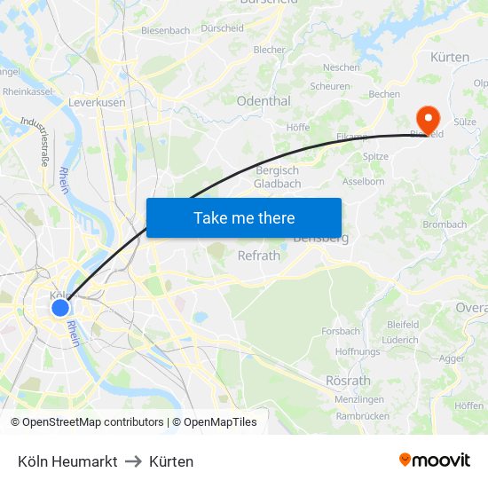 Köln Heumarkt to Kürten map