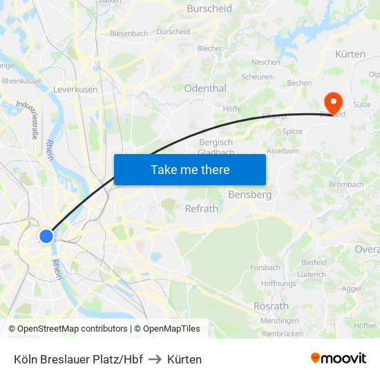 Köln Breslauer Platz/Hbf to Kürten map