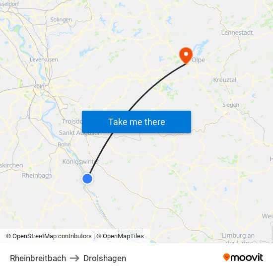 Rheinbreitbach to Drolshagen map