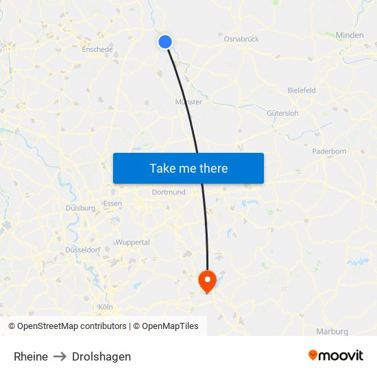 Rheine to Drolshagen map