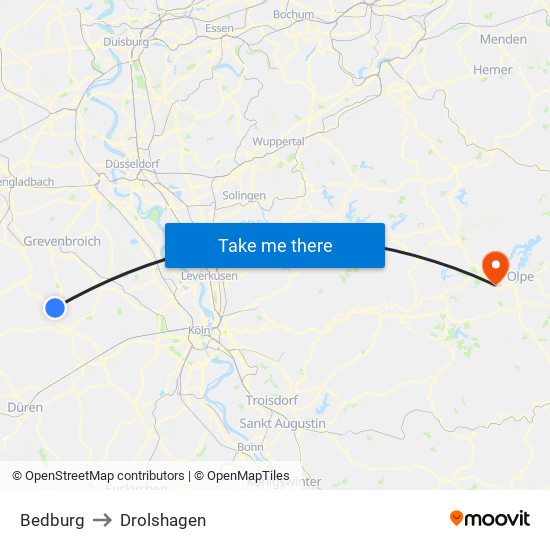 Bedburg to Drolshagen map