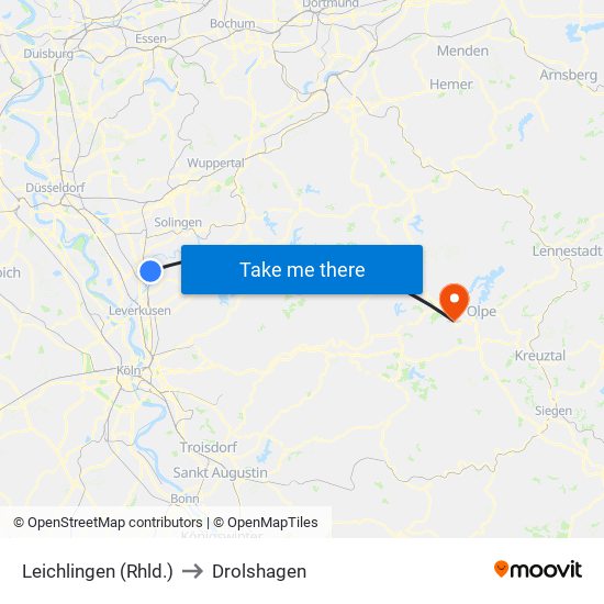 Leichlingen (Rhld.) to Drolshagen map