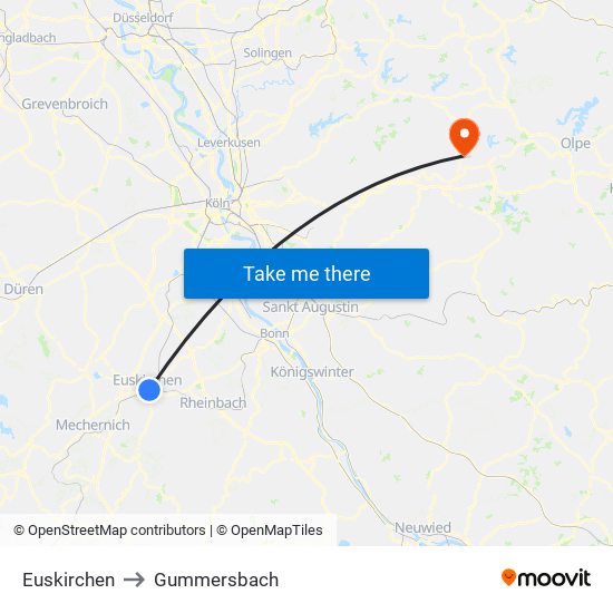 Euskirchen to Gummersbach map