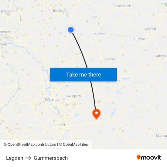 Legden to Gummersbach map