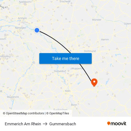 Emmerich Am Rhein to Gummersbach map