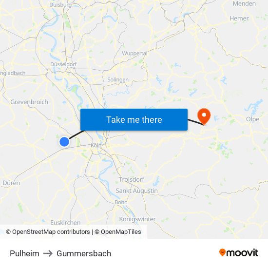 Pulheim to Gummersbach map