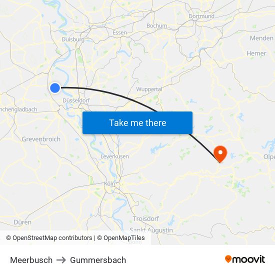 Meerbusch to Gummersbach map