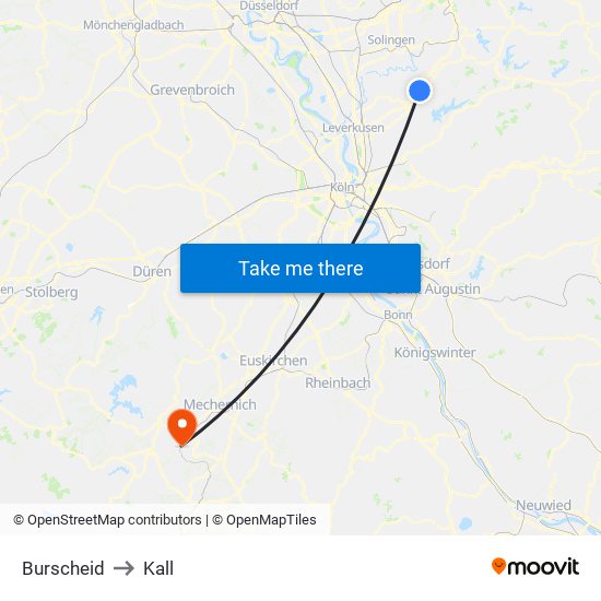 Burscheid to Kall map