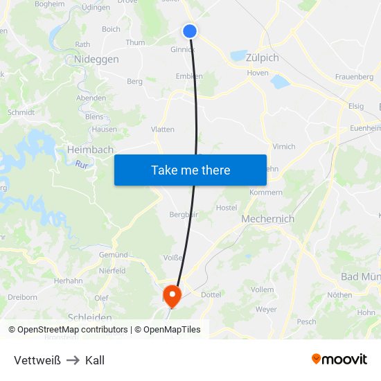 Vettweiß to Kall map