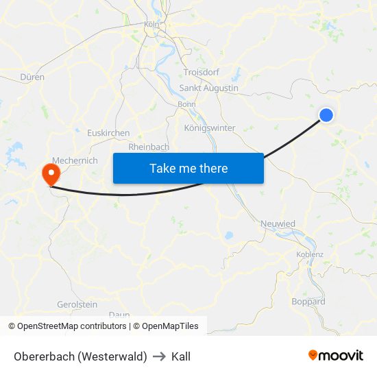 Obererbach (Westerwald) to Kall map