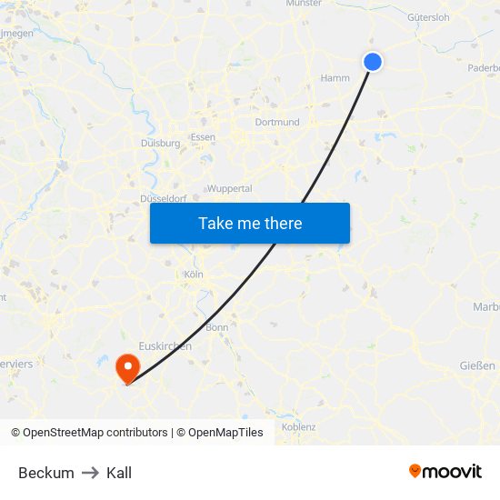 Beckum to Kall map