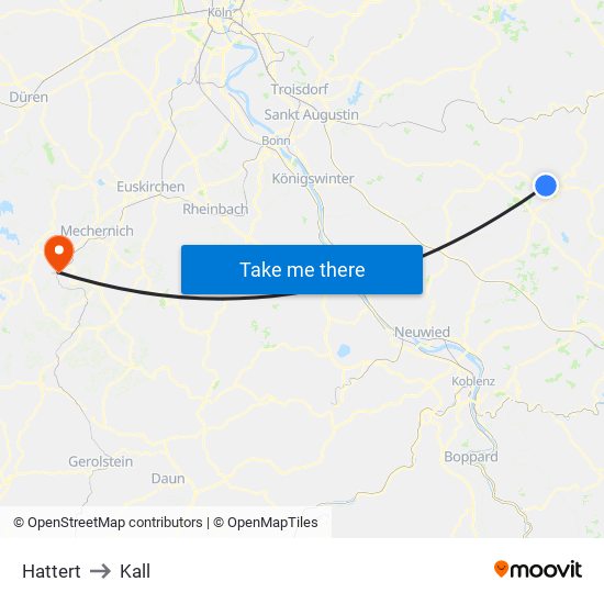 Hattert to Kall map