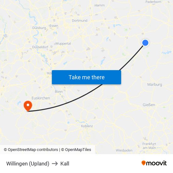 Willingen (Upland) to Kall map