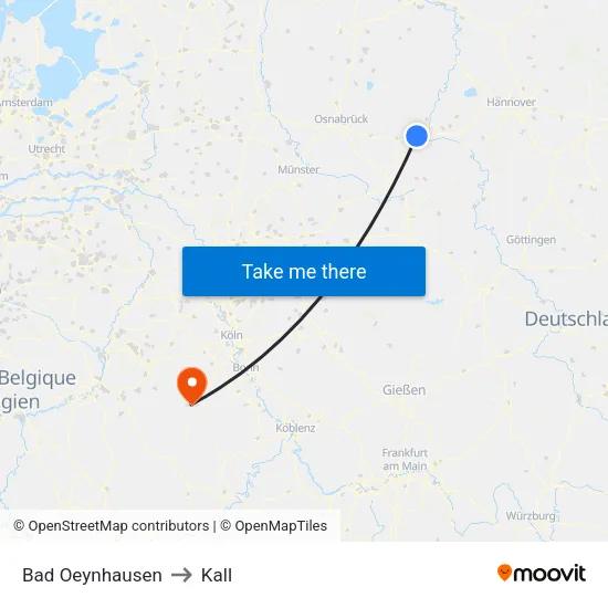 Bad Oeynhausen to Kall map